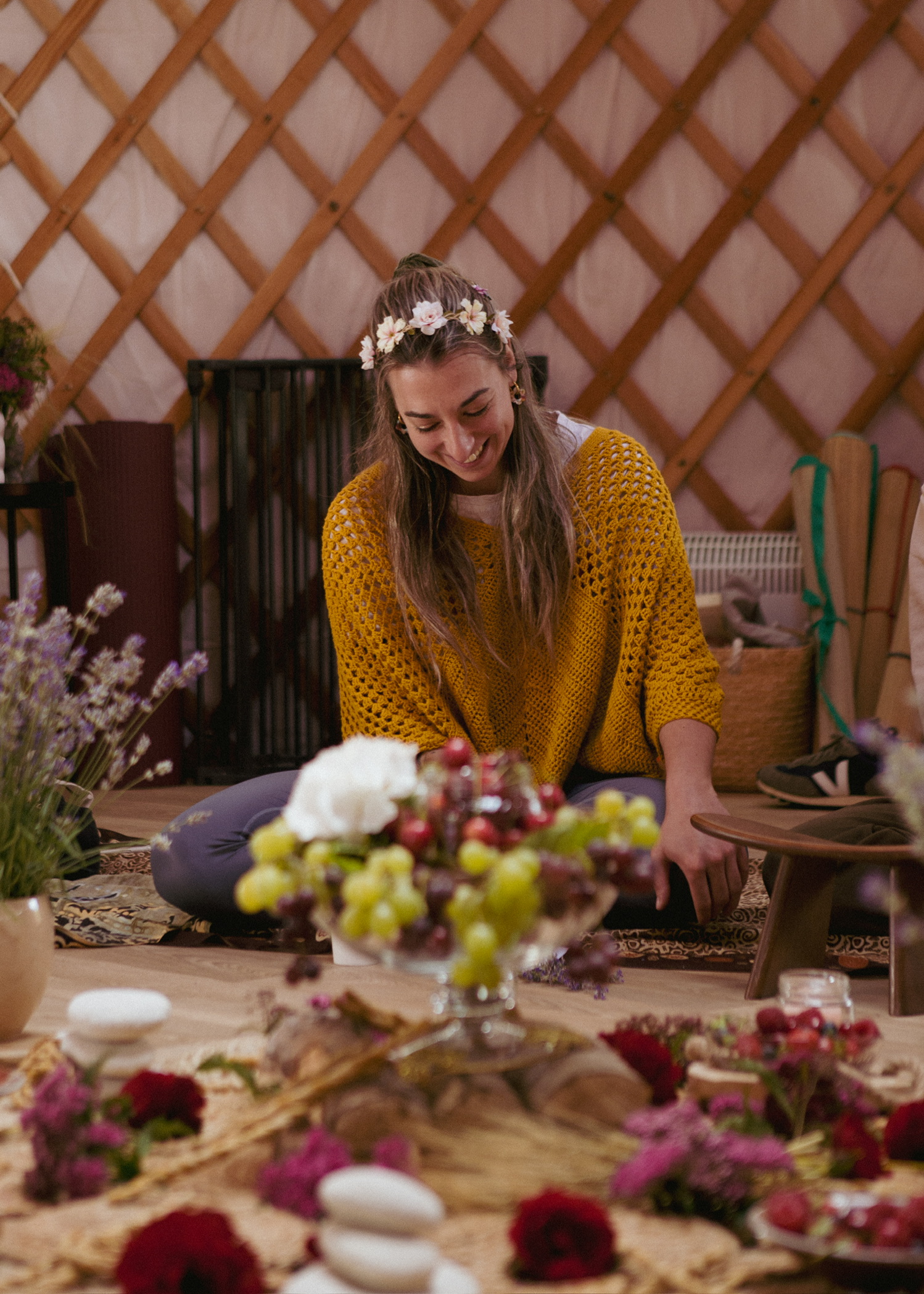 Table dressée sous la yourte